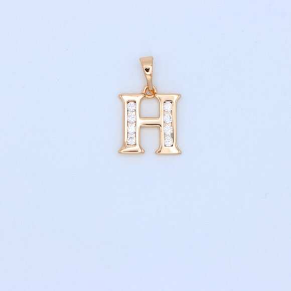 "Rose Gold Letter H Pendant with Crystals – 18K Gold Plated Charm, XPPT1357 - Picture 8 of 13